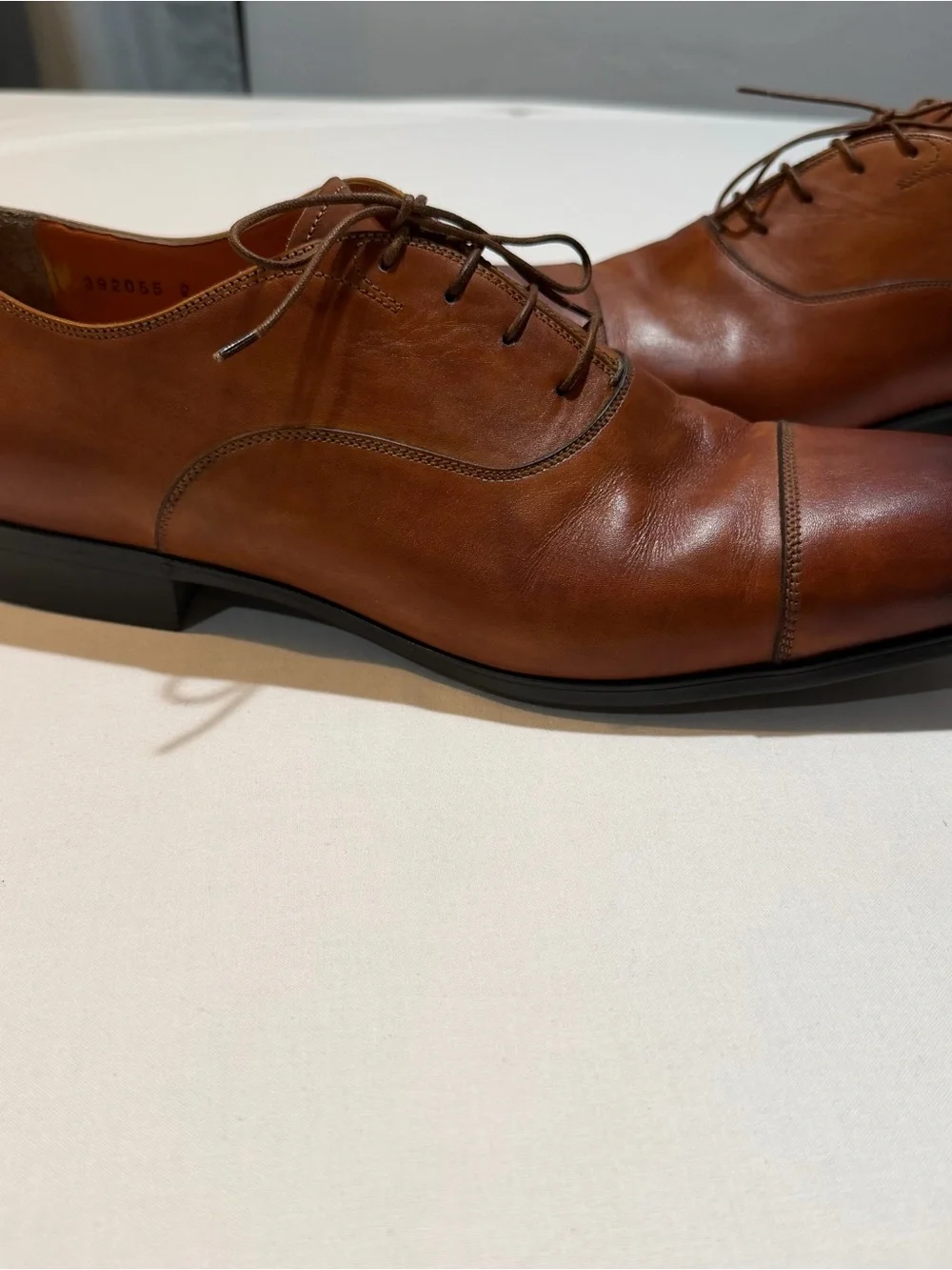 Santoni Mens Size US 12 D Cap Toe Lace Up Oxford Brown Dress Shoes 392055